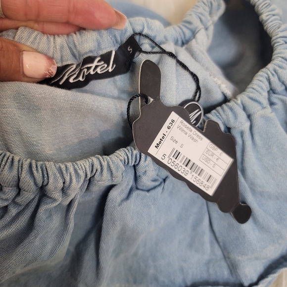 MOTEL ROCKES REVOLVE MINI DENIM OFF SHOULDER DRESS SMALL - Picture 16 of 16